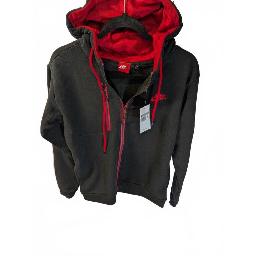 Nike Men's Black and Red Hooded Tracksuit Set